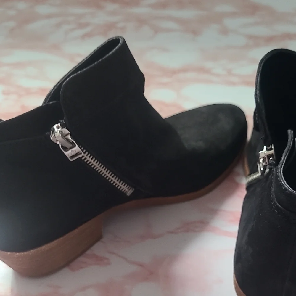 GUC Sam Edelman Packer Black Suede Ankle Boots Double Zipper Sz 7